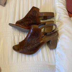 Mika Western floral embossed sandal heels